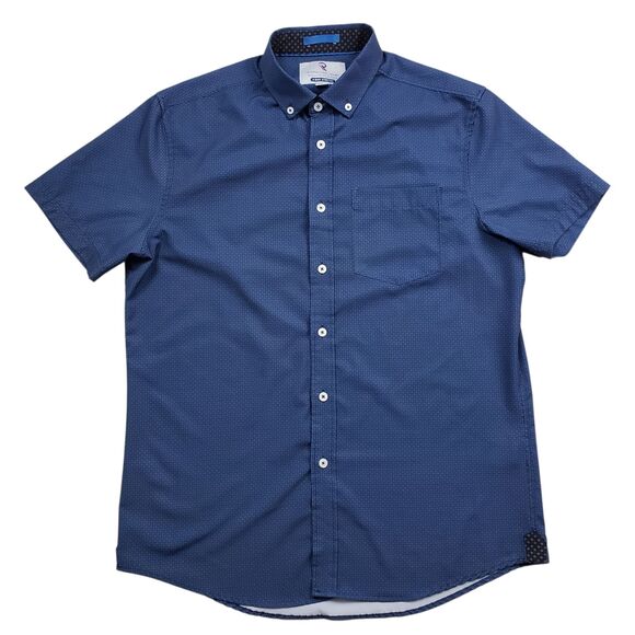 International Report Shirt Mens Medium Blue Geometric 4 Way Stretch Performance - Picture 1 of 7